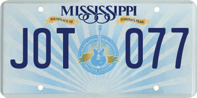 MS license plate JOT077