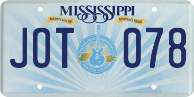 MS license plate JOT078