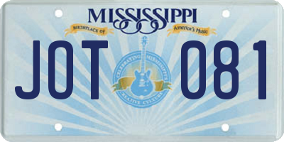 MS license plate JOT081
