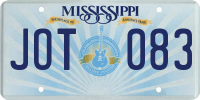 MS license plate JOT083