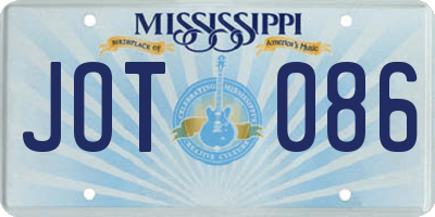 MS license plate JOT086