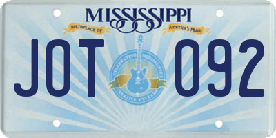 MS license plate JOT092
