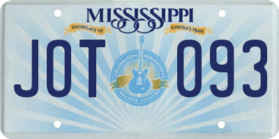 MS license plate JOT093