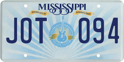 MS license plate JOT094