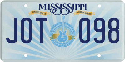 MS license plate JOT098