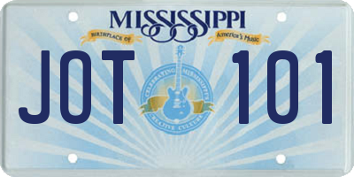 MS license plate JOT101