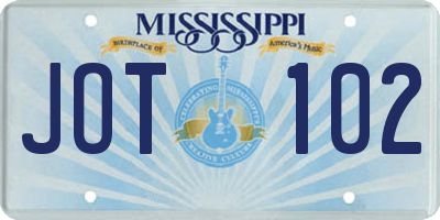 MS license plate JOT102