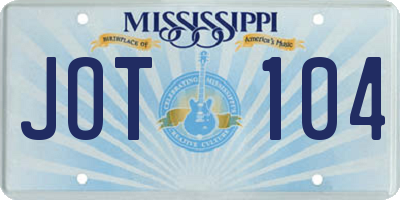 MS license plate JOT104