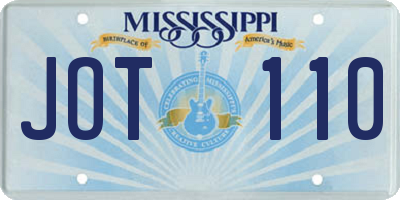 MS license plate JOT110