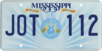MS license plate JOT112