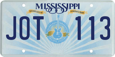 MS license plate JOT113