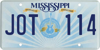 MS license plate JOT114