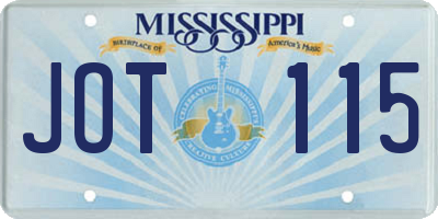 MS license plate JOT115