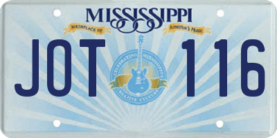 MS license plate JOT116