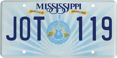 MS license plate JOT119