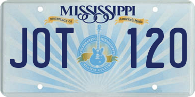 MS license plate JOT120