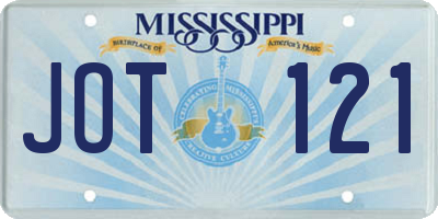 MS license plate JOT121