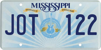 MS license plate JOT122