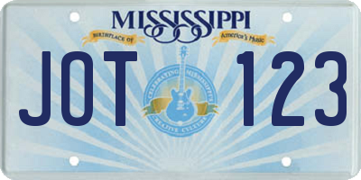 MS license plate JOT123