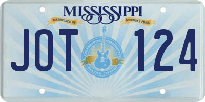 MS license plate JOT124