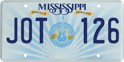 MS license plate JOT126