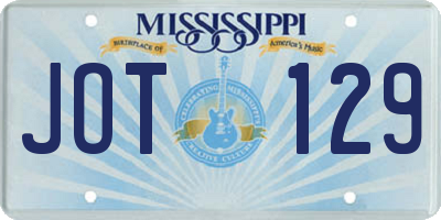MS license plate JOT129