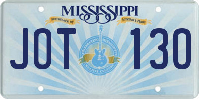MS license plate JOT130