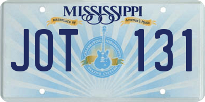 MS license plate JOT131