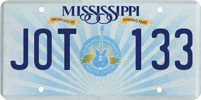 MS license plate JOT133