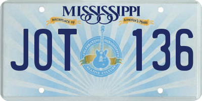 MS license plate JOT136