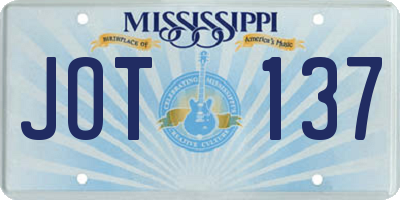 MS license plate JOT137