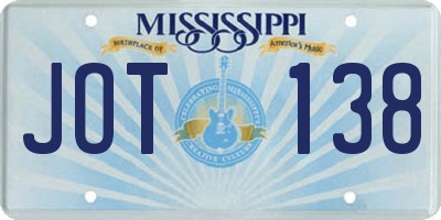 MS license plate JOT138