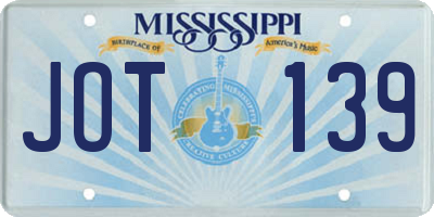 MS license plate JOT139