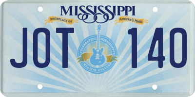 MS license plate JOT140