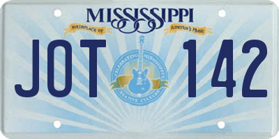 MS license plate JOT142