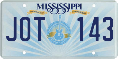 MS license plate JOT143