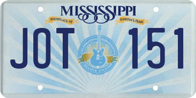 MS license plate JOT151