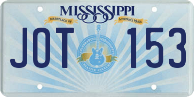 MS license plate JOT153