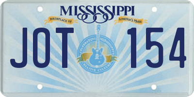 MS license plate JOT154