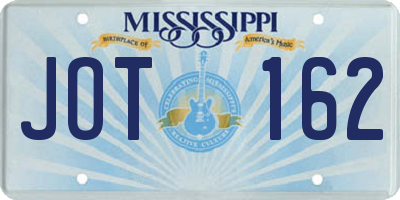 MS license plate JOT162