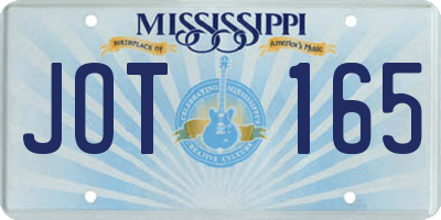 MS license plate JOT165