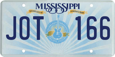 MS license plate JOT166