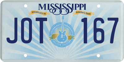 MS license plate JOT167