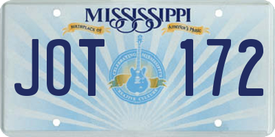 MS license plate JOT172