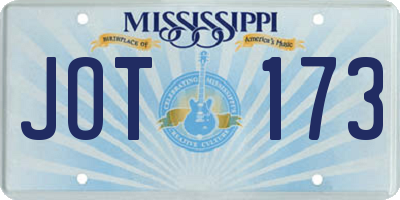 MS license plate JOT173