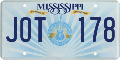 MS license plate JOT178