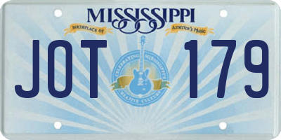 MS license plate JOT179