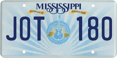 MS license plate JOT180