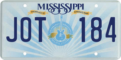 MS license plate JOT184