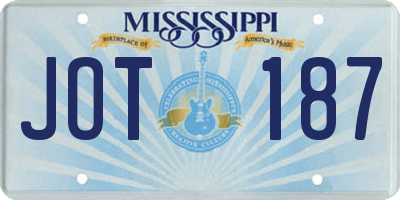 MS license plate JOT187